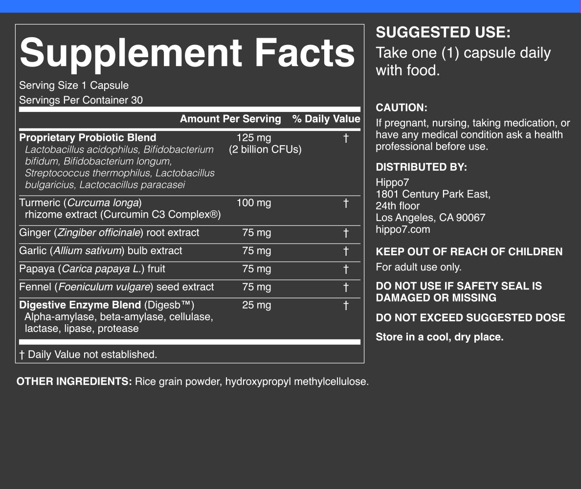 Bliss Digest Supplement Facts