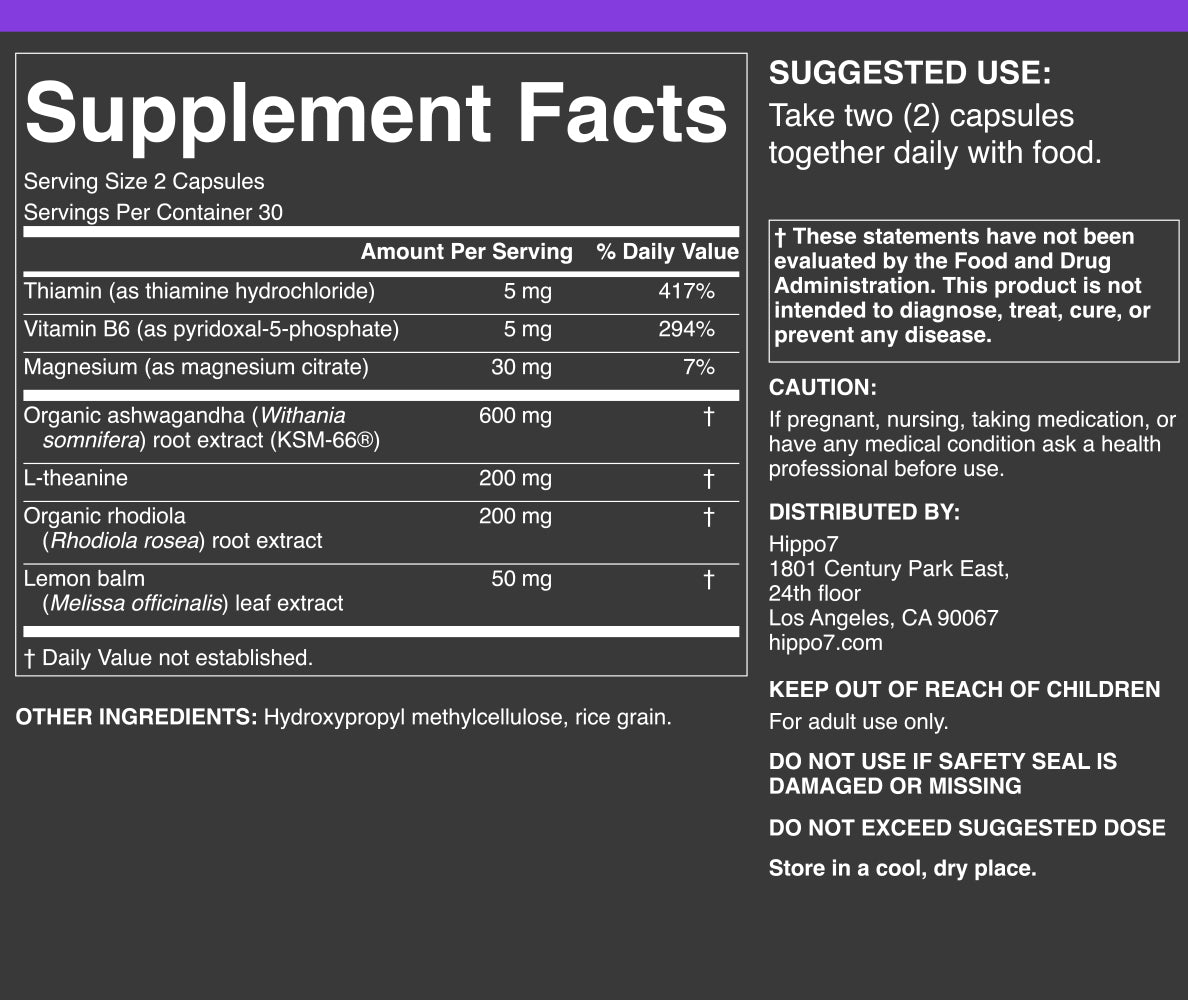 Zen Warrior Supplement Facts with ingredients